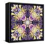 Art Nouveau Geometric Ornamental Vintage Pattern in Lilac, Violet, Black, White and Yellow Colors-Irina QQQ-Framed Stretched Canvas