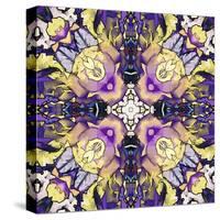 Art Nouveau Geometric Ornamental Vintage Pattern in Lilac, Violet, Black, White and Yellow Colors-Irina QQQ-Stretched Canvas