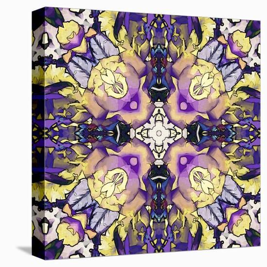 Art Nouveau Geometric Ornamental Vintage Pattern in Lilac, Violet, Black, White and Yellow Colors-Irina QQQ-Stretched Canvas