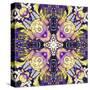 Art Nouveau Geometric Ornamental Vintage Pattern in Lilac, Violet, Black, White and Yellow Colors-Irina QQQ-Stretched Canvas