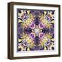 Art Nouveau Geometric Ornamental Vintage Pattern in Lilac, Violet, Black, White and Yellow Colors-Irina QQQ-Framed Art Print