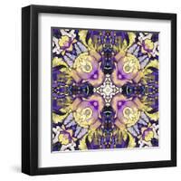 Art Nouveau Geometric Ornamental Vintage Pattern in Lilac, Violet, Black, White and Yellow Colors-Irina QQQ-Framed Art Print