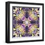 Art Nouveau Geometric Ornamental Vintage Pattern in Lilac, Violet, Black, White and Yellow Colors-Irina QQQ-Framed Art Print