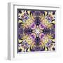 Art Nouveau Geometric Ornamental Vintage Pattern in Lilac, Violet, Black, White and Yellow Colors-Irina QQQ-Framed Art Print