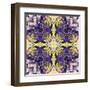 Art Nouveau Geometric Ornamental Vintage Pattern in Lilac, Violet, Black, White and Yellow Colors-Irina QQQ-Framed Art Print