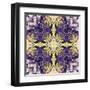 Art Nouveau Geometric Ornamental Vintage Pattern in Lilac, Violet, Black, White and Yellow Colors-Irina QQQ-Framed Art Print