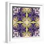 Art Nouveau Geometric Ornamental Vintage Pattern in Lilac, Violet, Black, White and Yellow Colors-Irina QQQ-Framed Art Print