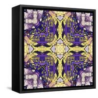 Art Nouveau Geometric Ornamental Vintage Pattern in Lilac, Violet, Black, White and Yellow Colors-Irina QQQ-Framed Stretched Canvas