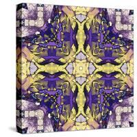 Art Nouveau Geometric Ornamental Vintage Pattern in Lilac, Violet, Black, White and Yellow Colors-Irina QQQ-Stretched Canvas