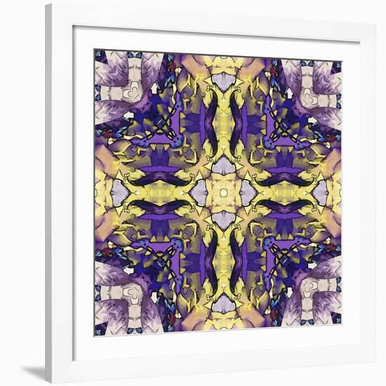 Art Nouveau Geometric Ornamental Vintage Pattern in Lilac, Violet, Black, White and Yellow Colors-Irina QQQ-Framed Art Print