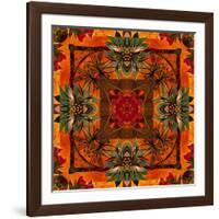 Art Nouveau Geometric Ornamental Vintage Pattern in Orange, Green and Red Colors-Irina QQQ-Framed Art Print