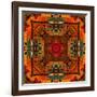 Art Nouveau Geometric Ornamental Vintage Pattern in Orange, Green and Red Colors-Irina QQQ-Framed Art Print