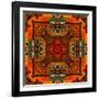 Art Nouveau Geometric Ornamental Vintage Pattern in Orange, Green and Red Colors-Irina QQQ-Framed Art Print