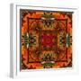 Art Nouveau Geometric Ornamental Vintage Pattern in Orange, Green and Red Colors-Irina QQQ-Framed Art Print