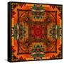 Art Nouveau Geometric Ornamental Vintage Pattern in Orange, Green and Red Colors-Irina QQQ-Framed Stretched Canvas