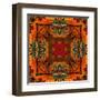 Art Nouveau Geometric Ornamental Vintage Pattern in Orange, Green and Red Colors-Irina QQQ-Framed Art Print