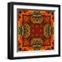 Art Nouveau Geometric Ornamental Vintage Pattern in Orange, Green and Red Colors-Irina QQQ-Framed Art Print