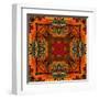 Art Nouveau Geometric Ornamental Vintage Pattern in Orange, Green and Red Colors-Irina QQQ-Framed Art Print