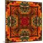 Art Nouveau Geometric Ornamental Vintage Pattern in Orange, Green and Red Colors-Irina QQQ-Mounted Art Print