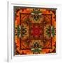 Art Nouveau Geometric Ornamental Vintage Pattern in Orange, Green and Red Colors-Irina QQQ-Framed Art Print