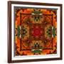 Art Nouveau Geometric Ornamental Vintage Pattern in Orange, Green and Red Colors-Irina QQQ-Framed Art Print