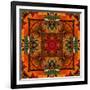 Art Nouveau Geometric Ornamental Vintage Pattern in Orange, Green and Red Colors-Irina QQQ-Framed Art Print