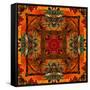 Art Nouveau Geometric Ornamental Vintage Pattern in Orange, Green and Red Colors-Irina QQQ-Framed Stretched Canvas