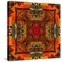 Art Nouveau Geometric Ornamental Vintage Pattern in Orange, Green and Red Colors-Irina QQQ-Stretched Canvas