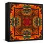 Art Nouveau Geometric Ornamental Vintage Pattern in Orange, Green and Red Colors-Irina QQQ-Framed Stretched Canvas