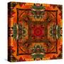 Art Nouveau Geometric Ornamental Vintage Pattern in Orange, Green and Red Colors-Irina QQQ-Stretched Canvas