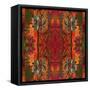 Art Nouveau Geometric Ornamental Vintage Pattern in Orange, Green and Red Colors-Irina QQQ-Framed Stretched Canvas