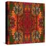 Art Nouveau Geometric Ornamental Vintage Pattern in Orange, Green and Red Colors-Irina QQQ-Stretched Canvas