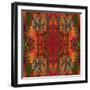 Art Nouveau Geometric Ornamental Vintage Pattern in Orange, Green and Red Colors-Irina QQQ-Framed Art Print