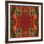 Art Nouveau Geometric Ornamental Vintage Pattern in Orange, Green and Red Colors-Irina QQQ-Framed Art Print