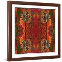 Art Nouveau Geometric Ornamental Vintage Pattern in Orange, Green and Red Colors-Irina QQQ-Framed Art Print