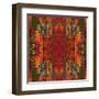 Art Nouveau Geometric Ornamental Vintage Pattern in Orange, Green and Red Colors-Irina QQQ-Framed Art Print