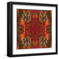 Art Nouveau Geometric Ornamental Vintage Pattern in Orange, Green and Red Colors-Irina QQQ-Framed Art Print