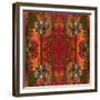 Art Nouveau Geometric Ornamental Vintage Pattern in Orange, Green and Red Colors-Irina QQQ-Framed Premium Giclee Print