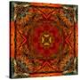 Art Nouveau Geometric Ornamental Vintage Pattern in Orange, Green and Red Colors-Irina QQQ-Stretched Canvas