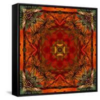 Art Nouveau Geometric Ornamental Vintage Pattern in Orange, Green and Red Colors-Irina QQQ-Framed Stretched Canvas