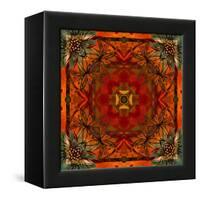 Art Nouveau Geometric Ornamental Vintage Pattern in Orange, Green and Red Colors-Irina QQQ-Framed Stretched Canvas