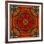 Art Nouveau Geometric Ornamental Vintage Pattern in Orange, Green and Red Colors-Irina QQQ-Framed Art Print