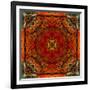 Art Nouveau Geometric Ornamental Vintage Pattern in Orange, Green and Red Colors-Irina QQQ-Framed Art Print