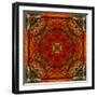 Art Nouveau Geometric Ornamental Vintage Pattern in Orange, Green and Red Colors-Irina QQQ-Framed Art Print