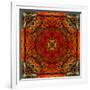 Art Nouveau Geometric Ornamental Vintage Pattern in Orange, Green and Red Colors-Irina QQQ-Framed Premium Giclee Print