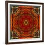 Art Nouveau Geometric Ornamental Vintage Pattern in Orange, Green and Red Colors-Irina QQQ-Framed Premium Giclee Print