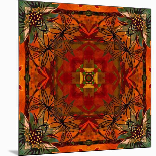 Art Nouveau Geometric Ornamental Vintage Pattern in Orange, Green and Red Colors-Irina QQQ-Mounted Premium Giclee Print