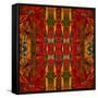 Art Nouveau Geometric Ornamental Vintage Pattern in Orange, Green and Red Colors-Irina QQQ-Framed Stretched Canvas