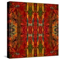 Art Nouveau Geometric Ornamental Vintage Pattern in Orange, Green and Red Colors-Irina QQQ-Stretched Canvas