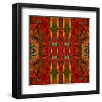 Art Nouveau Geometric Ornamental Vintage Pattern in Orange, Green and Red Colors-Irina QQQ-Framed Art Print